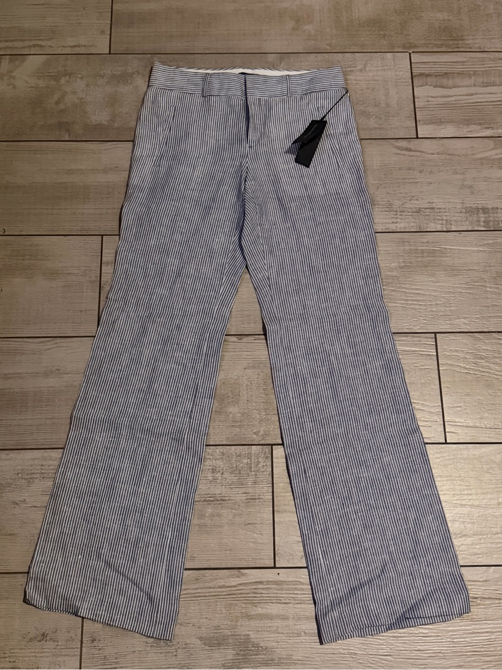 Banana Republic Blue Pinstripe Wide-Leg Trousers